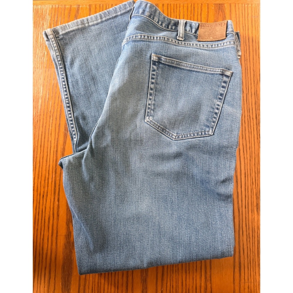 Lands' End Mens Jeans 40x30 Blue Square Rigger Straight Leg Denim Dad Core